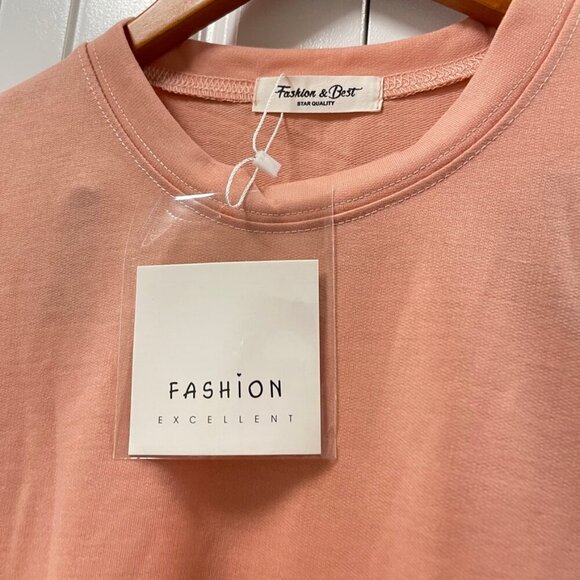 NWT Boxy 3/4 Sleeves Tee Shirt Pink - Picture 8 of 14